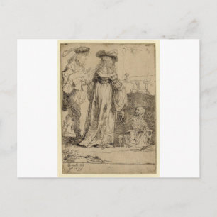 Death appearing to a wedded couple by Rembrandt Postcard