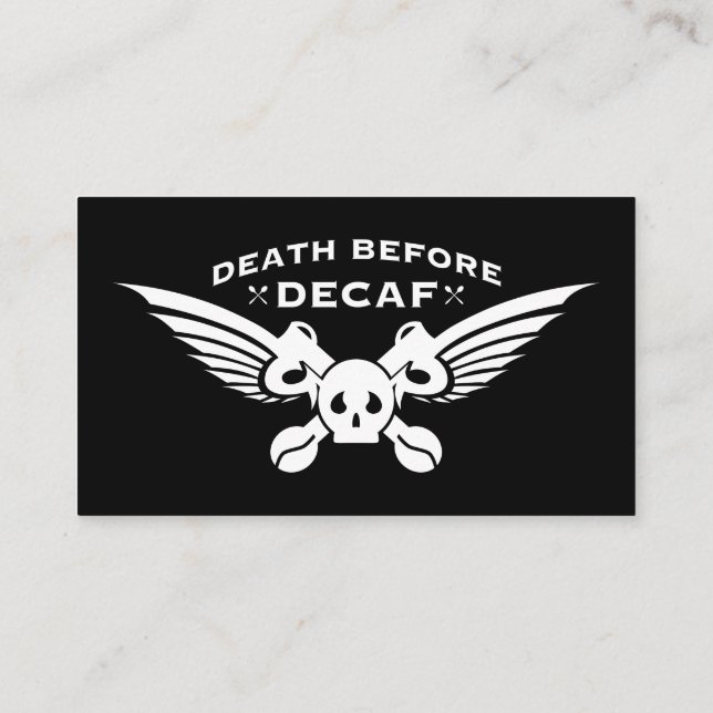 death before decaf business card (Back)