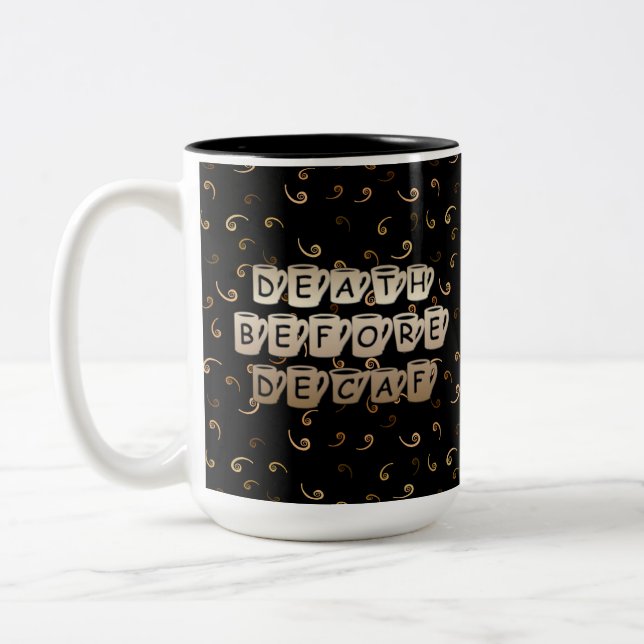 Death Before Decaf Coffee Humour Black Mug (Left)