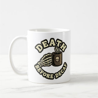Death Before Decaf | Funny Retro Skull & Coffee Mug