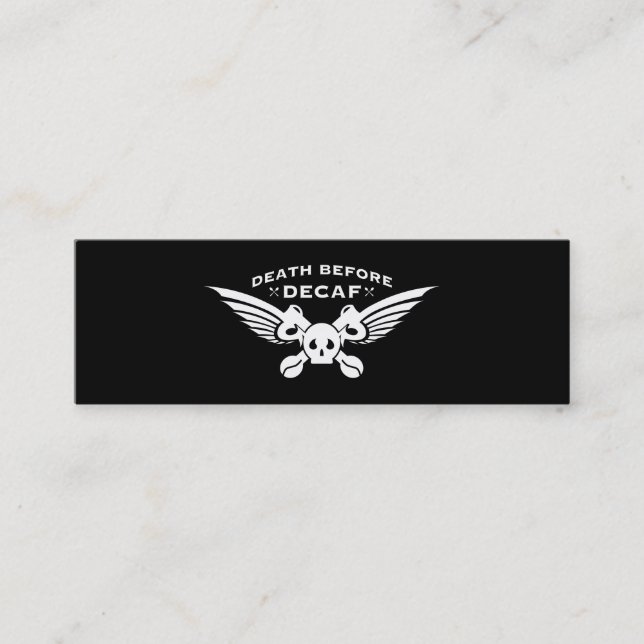death before decaf mini business card (Front)