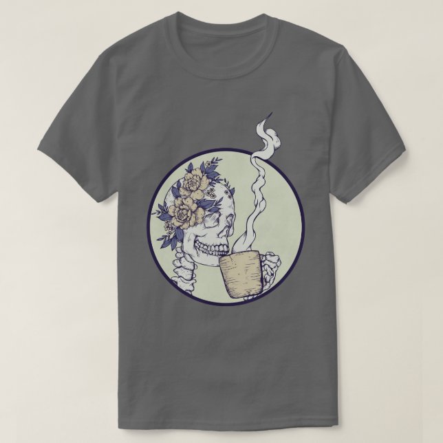 Death before Decaf Skeleton T-Shirt (Design Front)