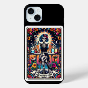 Death Before Decaf Tarot Card Collection iPhone 15 Mini Case