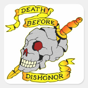 Death Before Dishonour Skull & Dagger Tattoo Square Sticker