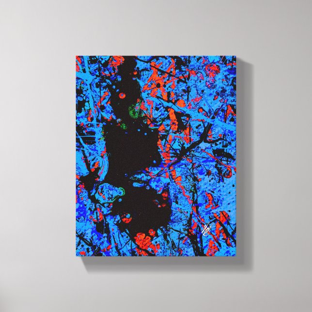 Death Blue Red Abstract Splatter Canvas Print (Front)