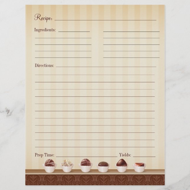Death by Chocolate Recipe Insert Pages (Front)
