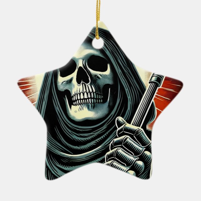 death character illustration ceramic tree decoration (Front)
