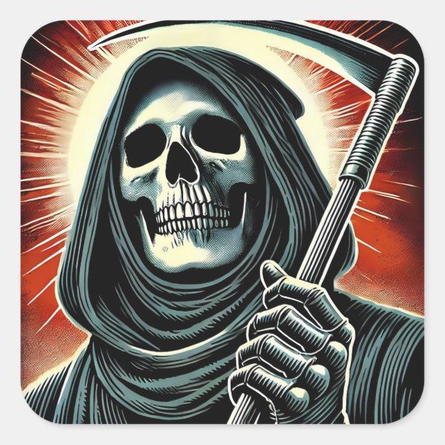 death character illustration square sticker (Front)