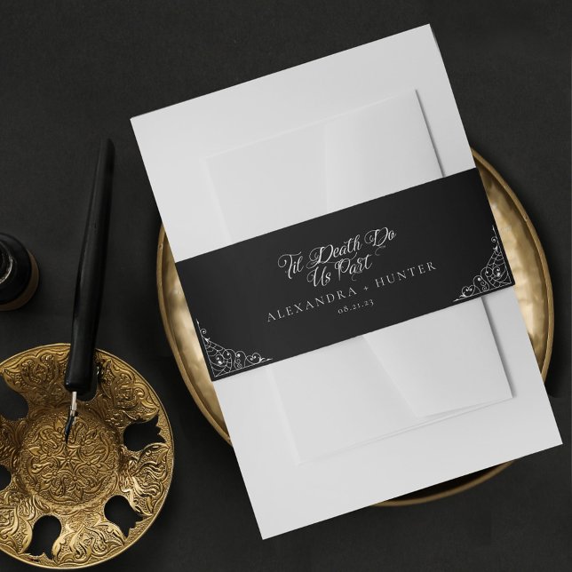 Death Do Us Part Halloween Gothic Wedding Black Invitation Belly Band (Death Do Us Part Halloween Gothic Wedding Black Invitation Belly Band)