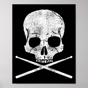 Death Drummer Metal Vintage Drum Set Drumsticks Gi Poster
