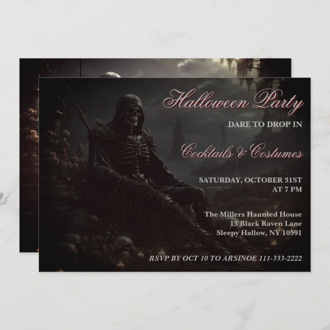 Death Follows You Halloween Party Invitation (Front/Back)