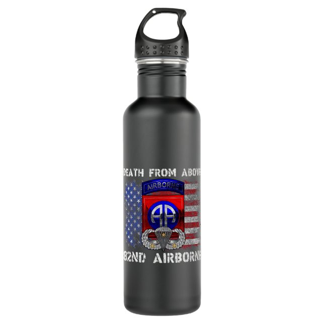 Death From Above 82nd Airborne Division Paratroope 710 Ml Water Bottle (Front)
