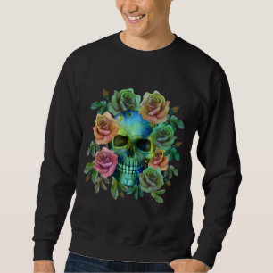 DEATH GREEN SKULL WITH FLOWERS SWEATSHIRT
