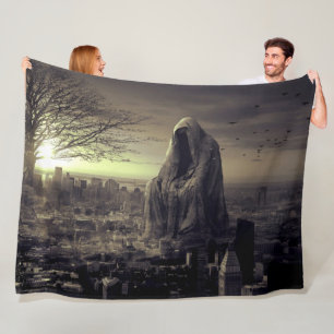 DEATH HANGS OVER the CITY Fleece Blanket