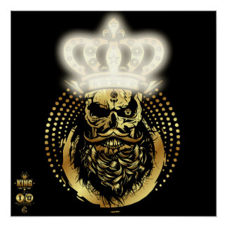 Death head hipster king skull king bearded king mu poster