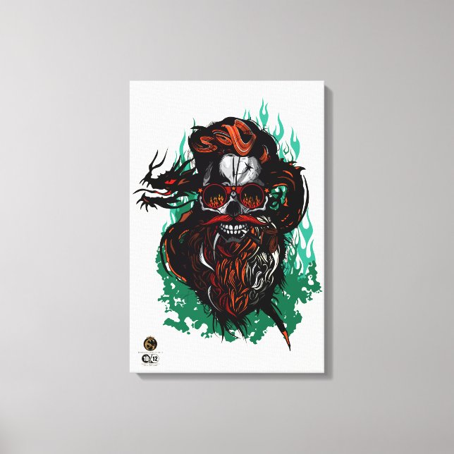 Death head hipster skulls dragon tribal canvas print (Front)