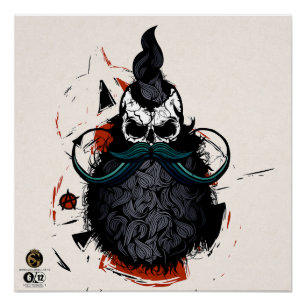 Death head hipster skulls punk anarchist poster