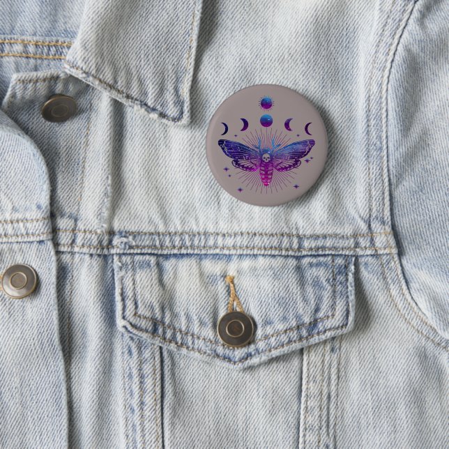 Death Head Moth Occult 6 Cm Round Badge (In Situ)