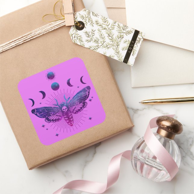 Death Head Moth Occult Square Sticker (Gifting)