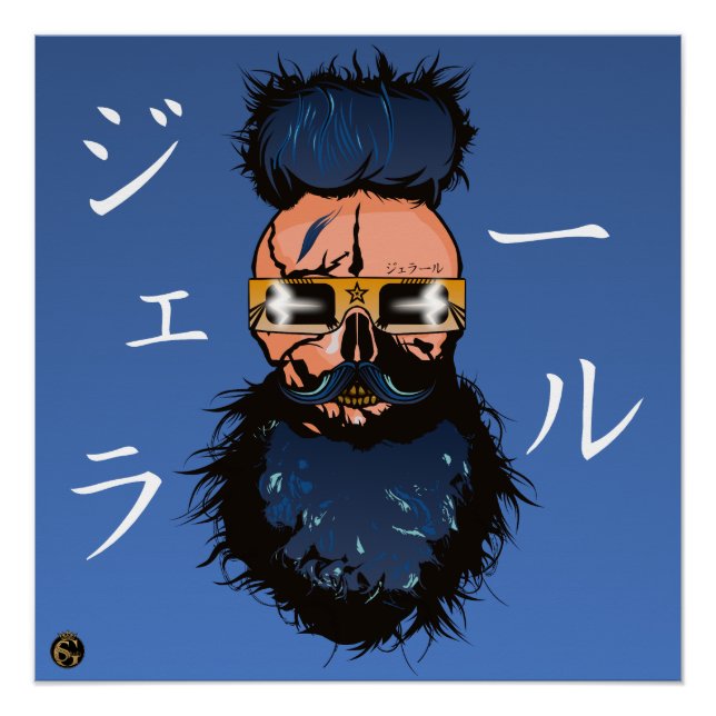 Death head punk hipster G-skulls futuristic skull Poster (Front)