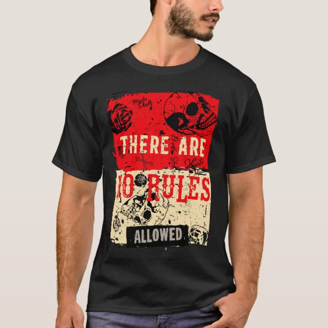 Death head slogan crane citation no rules T-Shirt (Front)