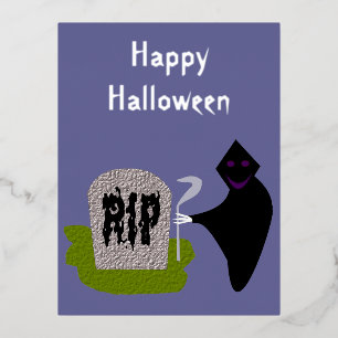 Death in the Cemetery Halloween Custom Foil Holiday Postcard