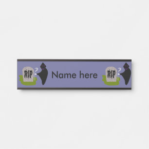 Death in the Cemetery Halloween Custom Hanging Door Sign