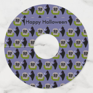 Death in the Cemetery Halloween Custom Wine Glass Tag