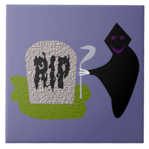 Death in the Cemetery Halloween Tile