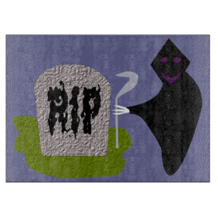 Death in the Cemetery HalloweenGlass Cutting Board