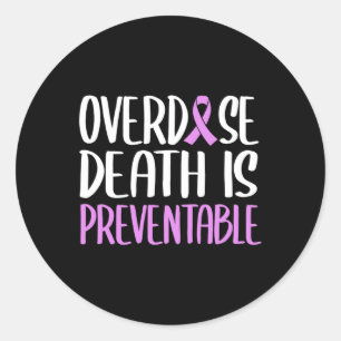 Death Is Preventable Purple Ribbon Awareness  Classic Round Sticker