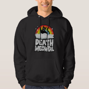 Death Meowtal Cat Rainbow Retro Kids Goth Death Me Hoodie