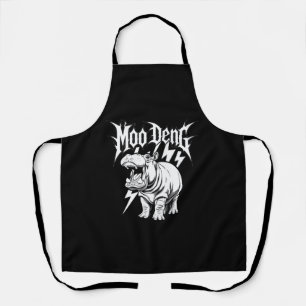 Death Metal Cute Baby Hippo Moo Deng Hippopotamus Apron
