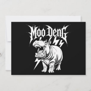Death Metal Cute Baby Hippo Moo Deng Hippopotamus Invitation