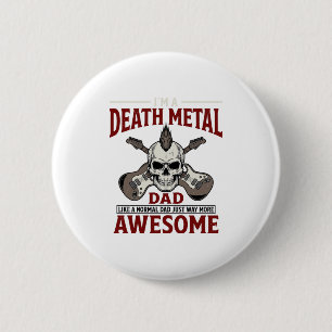 Death Metal Dad Skull Guitar Vintage Shirt Design_ 6 Cm Round Badge