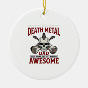 Death Metal Dad Skull Guitar Vintage Shirt Design_ Ceramic Tree Decoration