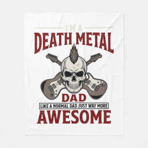 Death Metal Dad Skull Guitar Vintage Shirt Design_ Fleece Blanket
