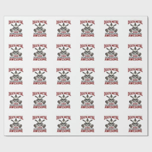 Death Metal Dad Skull Guitar Vintage Shirt Design_ Wrapping Paper