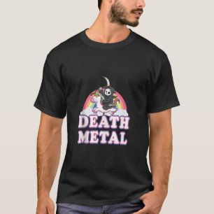 Death Metal Funny Rainbow Grim Reaper Unicorn Rock T-Shirt