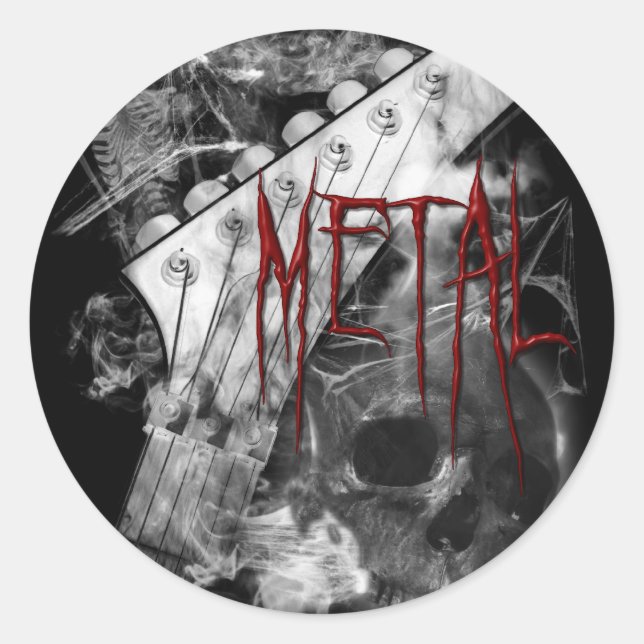 Death Metal Guitar Classic Round Sticker (Front)