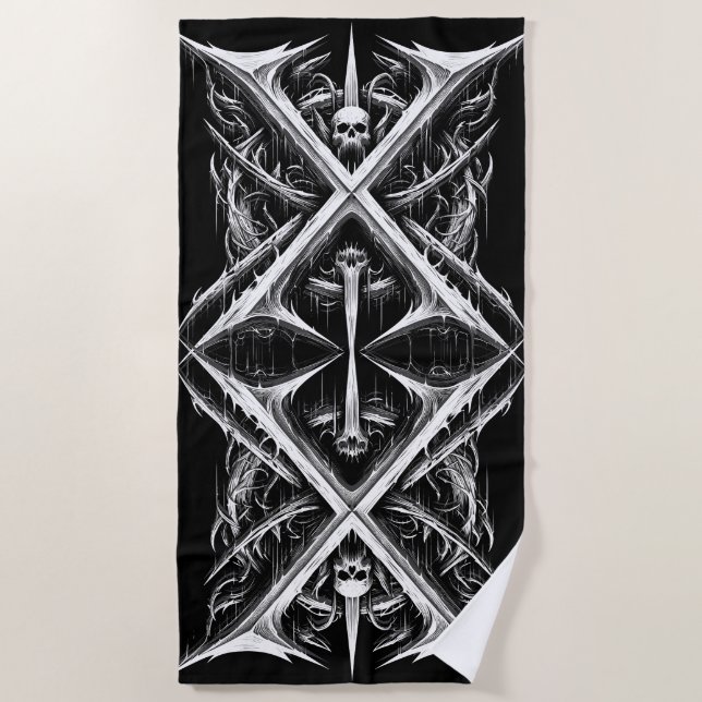 Death Metal Headbanger - Heavy Metal Metalheads Beach Towel (Front)