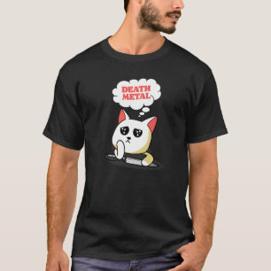 Death Metal Sarcastic Dreaming Cute Cat With Knif T-Shirt