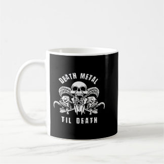 Death Metal Til Death Goat Skull Metalhead Headban Coffee Mug