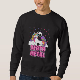 Death Metal  Unicorn Grim Reaper Rainbow Heavy Met Sweatshirt