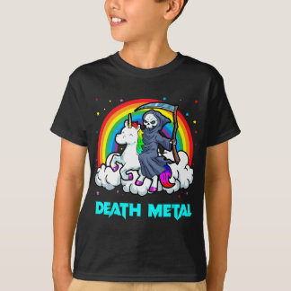 Death Metal Unicorn Rainbow Grim Reaper Heavy Meta T-Shirt