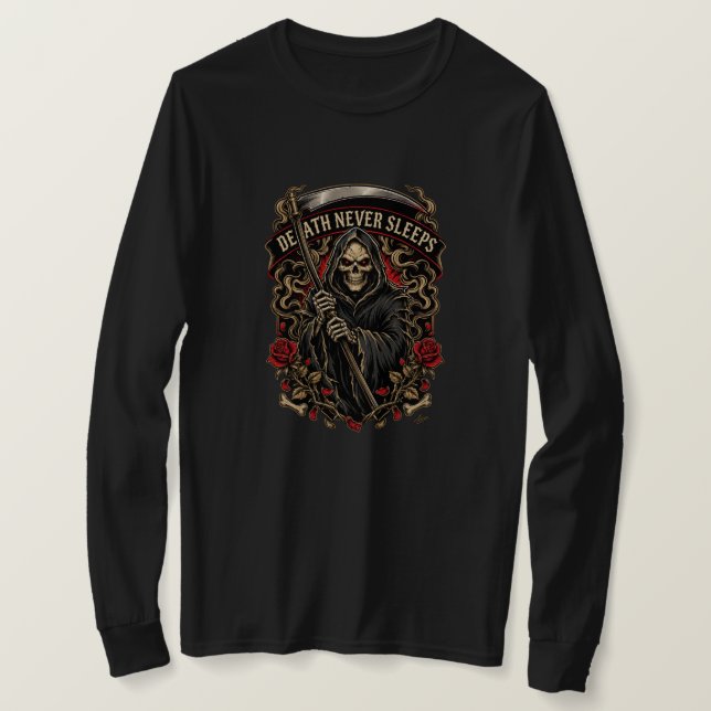Death Never Sleeps Long Sleeve T-Shirt (Design Front)