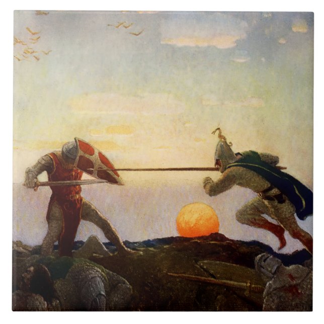 “Death of King Arthur and Sir Mordred” by NC Wyeth Tile (Front)