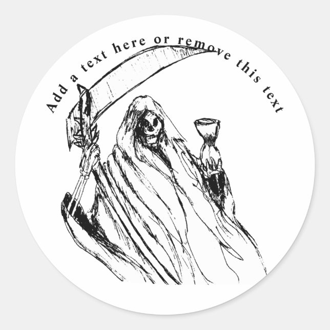 Death Reaper Sketch Classic Round Sticker (Front)