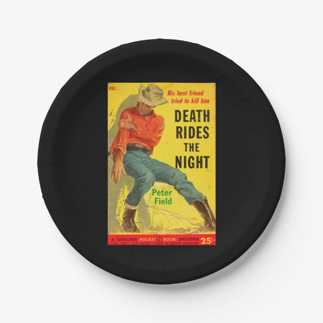 Death Rides the Night western book cover Paper Plate (Front)