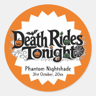Death Rides Tonight Silver Ornate Spider Web Bats Classic Round Sticker
